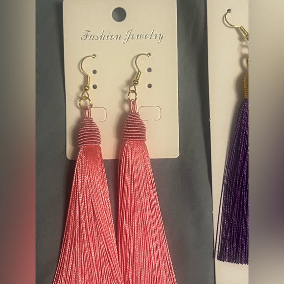 Tassel earnings in Pink and Purple, long - Picture 2 of 3